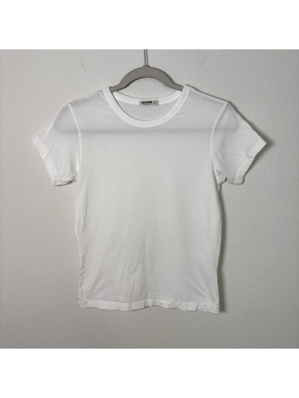 Buck Mason Womens Size S White Crew Neck Short Sleeve Cotton T-Shirt Made In USA